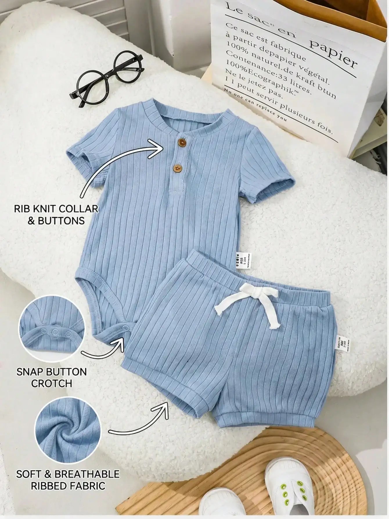 Newborn Baby Boy/Girl Soft & Comfortable Short Sleeve Bodysuit And Shorts Set