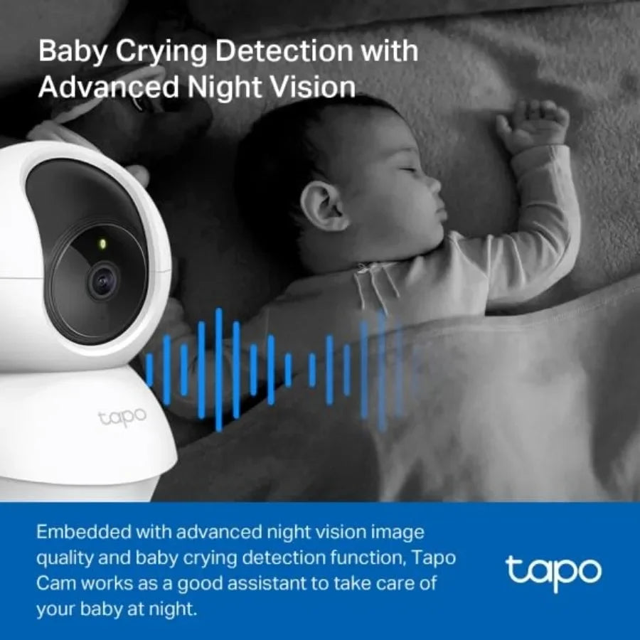 Tapo 2K Pan/Tilt Security Camera for Baby Monitor, Dog Camera w/Motion Detection, 2-Way Audio Siren, Night Vision, CloudandSD C
