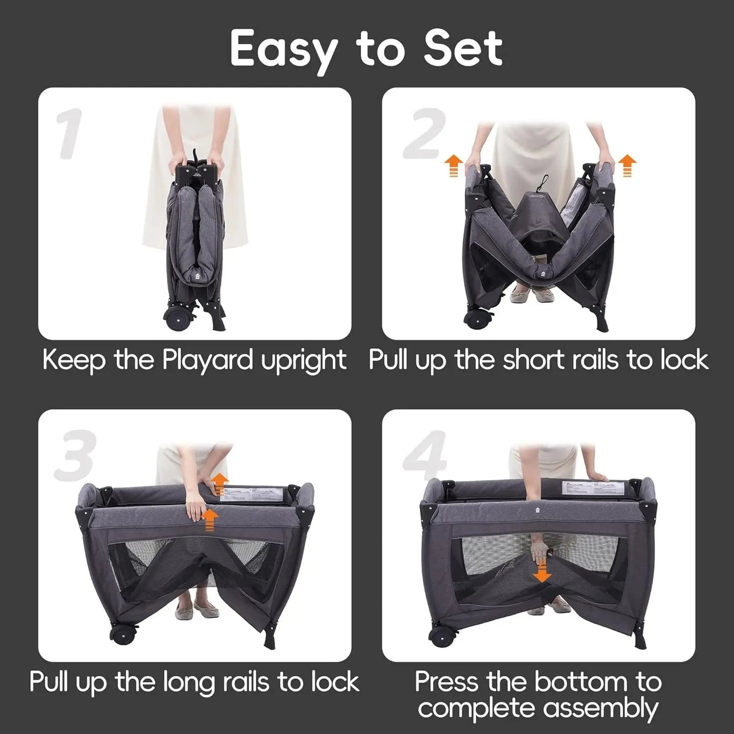 Pamo Babe Pack and Play with Bassinet Baby Playpen Foldable Playard with Changing Table Portable 4 in 1 Baby Playard