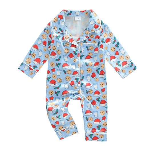 Cute Toddler Unisex Romper with Festive Santa Claus Print and Cozy Footless Design for Christmas Celebrations