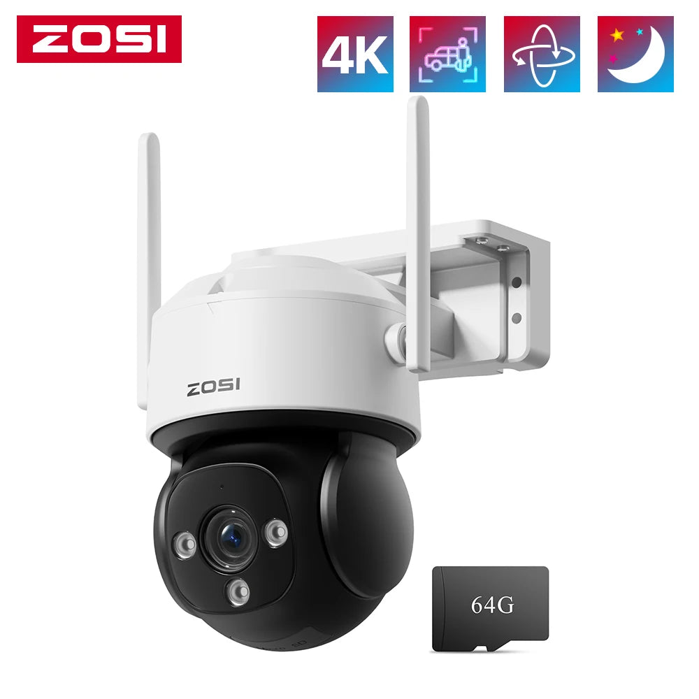 ZOSI 4K WiFi Home CCTV Security Cameras 8MP/2MP Indoor/Outdoor Waterproof Auto Person Tracking PTZ Video Surveillance Camera