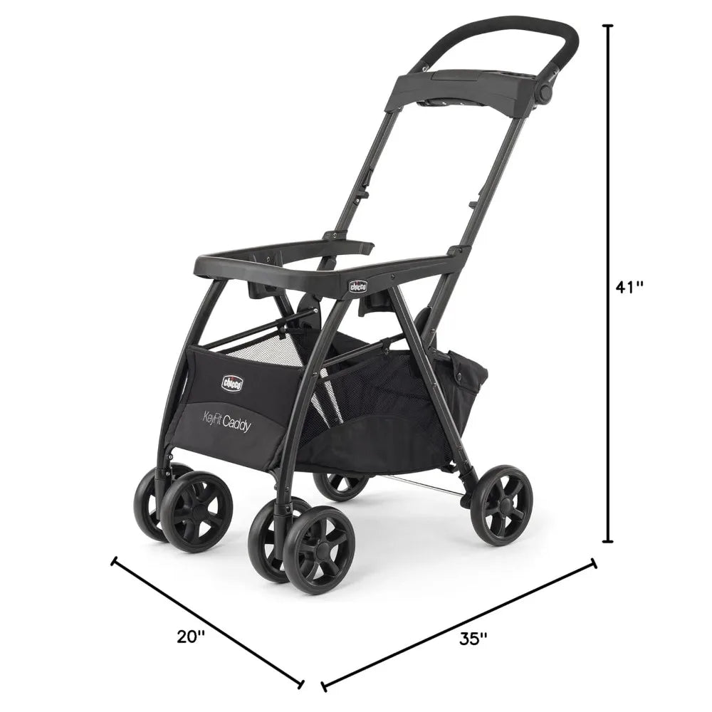 KeyFit Caddy Frame Stroller, Accepts All Chicco Infant Car Seats, Adjustable Handle, Parent Tray | Black/Black