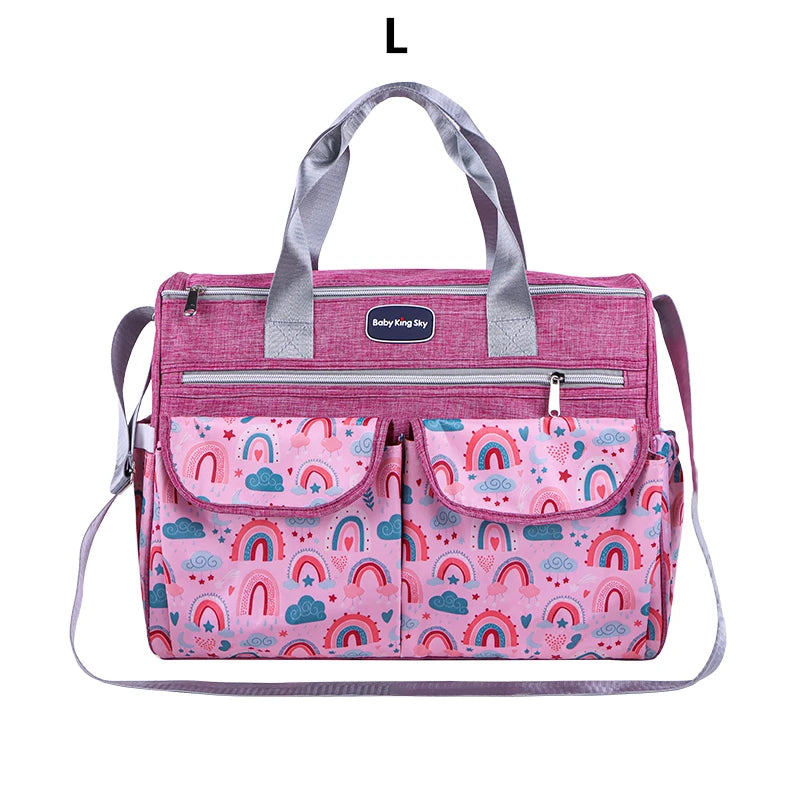 New Fashionable Cloud-Printed Single-Shoulder Mommy Bag; Multi-Functional Large-Capacity Cross-Body Mother-And-Baby Bag; Portable Maternity Tote Diaper Bag for Outings