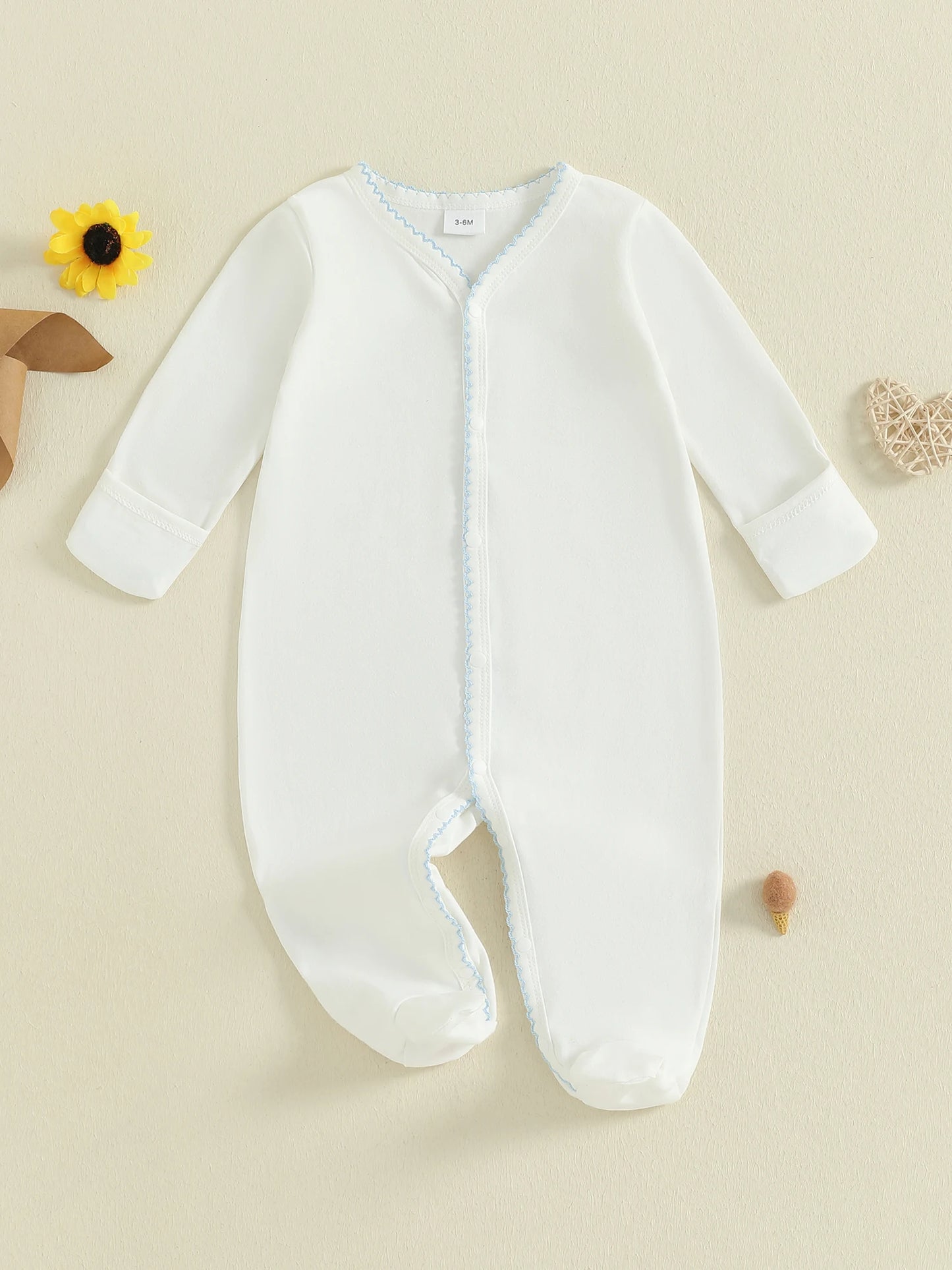 Infant Cozy  with Ribbed Cuffs and Snap Closure Soft Cotton Blend Toddler Sleepsuit Adorable Pajama Set