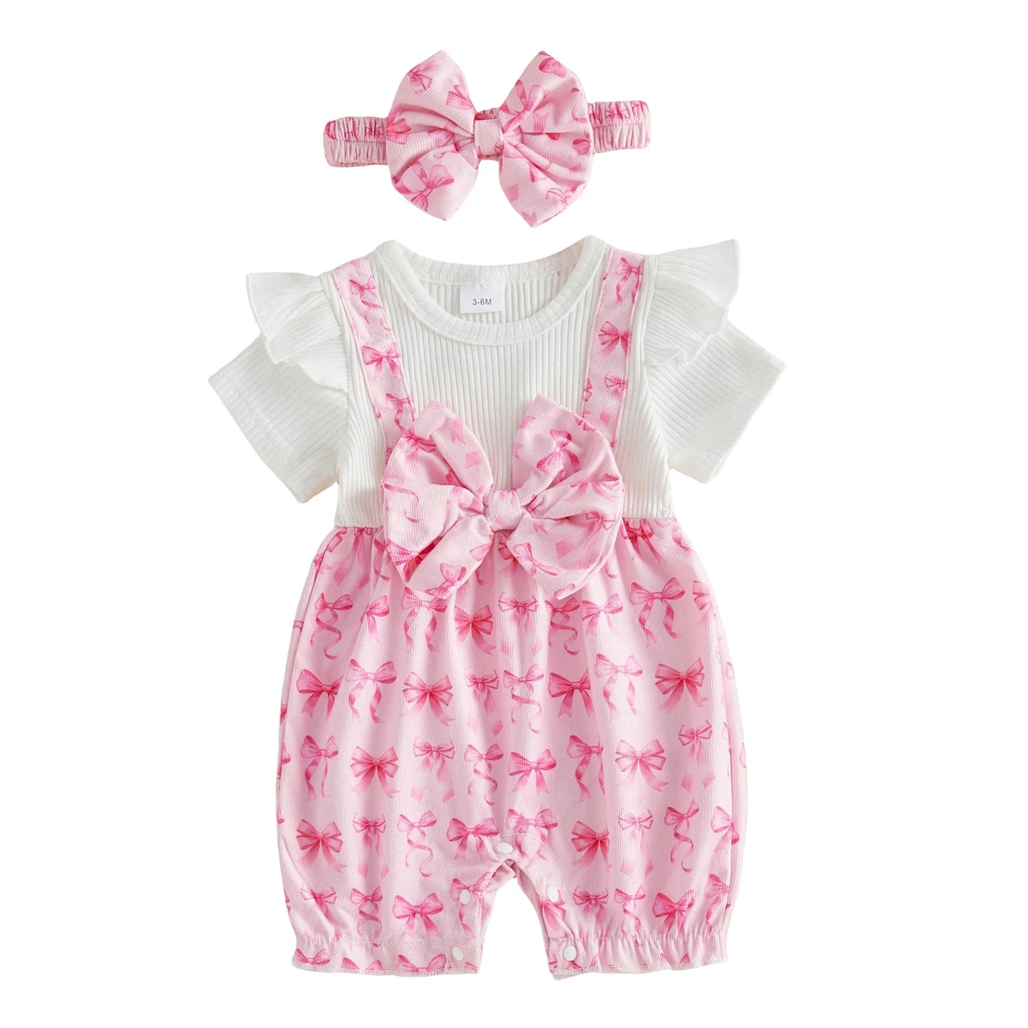 Cute Baby Girls 3 Piece Set Lovely Floral Print Long Sleeve Bodysuit Pants and Headband Outfit for Infants