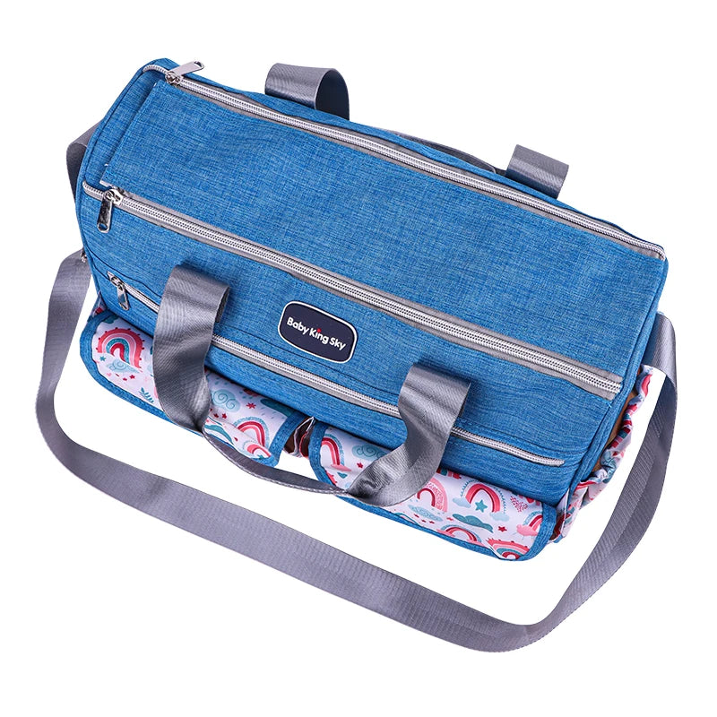 New Fashionable Cloud-Printed Single-Shoulder Mommy Bag; Multi-Functional Large-Capacity Cross-Body Mother-And-Baby Bag; Portable Maternity Tote Diaper Bag for Outings