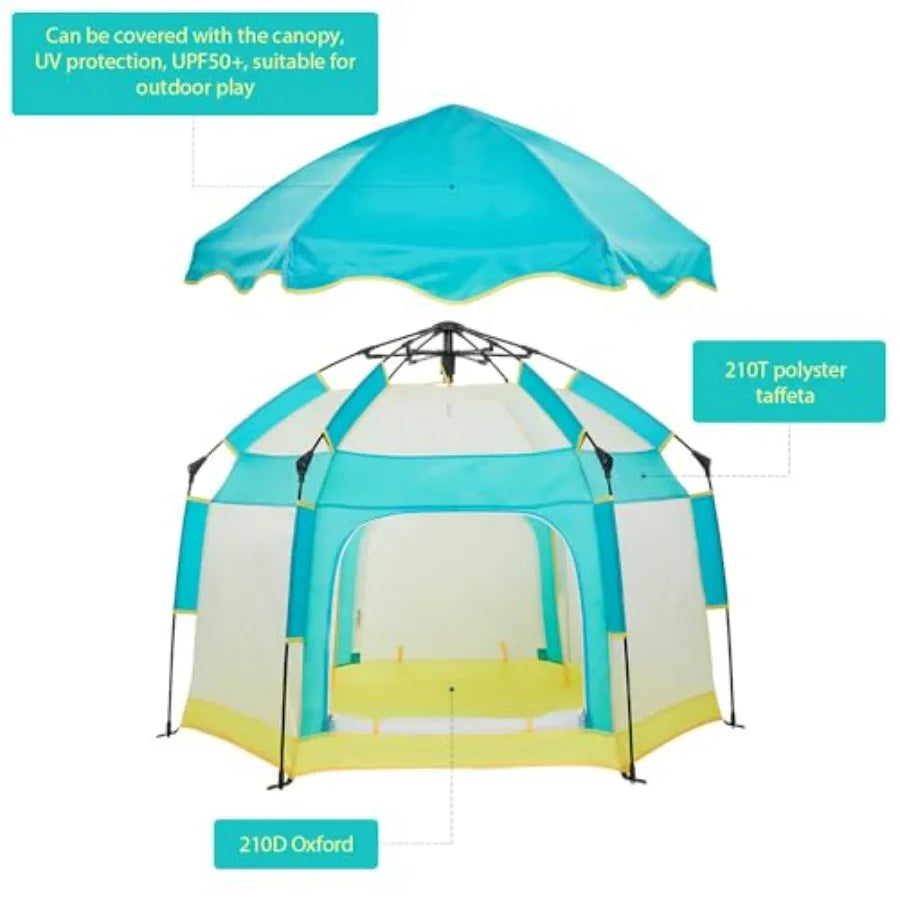 Portable Baby Playpen with Canopy for Indoor Outdoor Use Foldable Mosquito Net Tent for Toddler Green