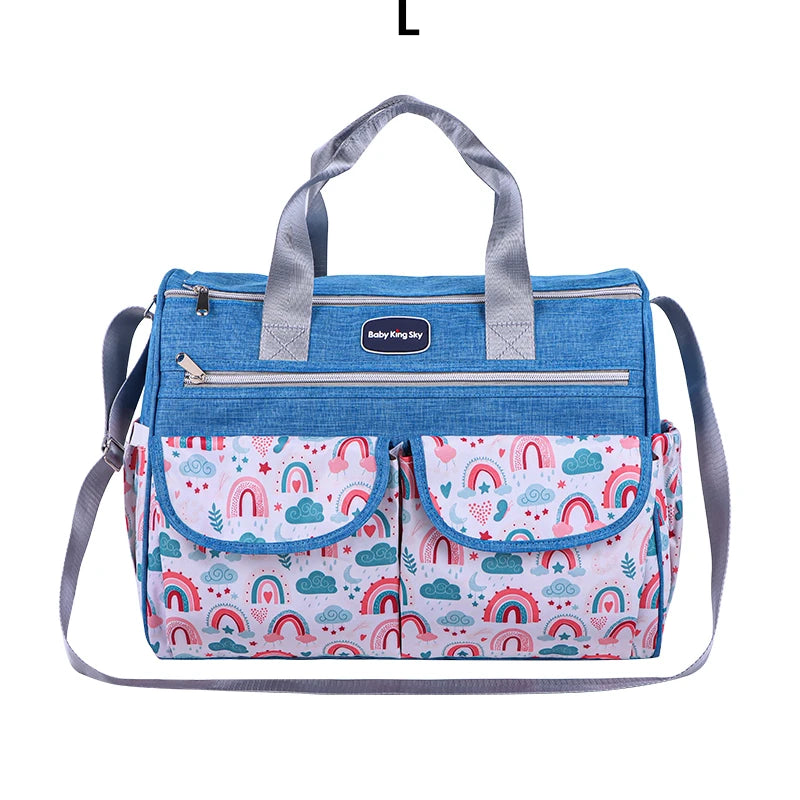 New Fashionable Cloud-Printed Single-Shoulder Mommy Bag; Multi-Functional Large-Capacity Cross-Body Mother-And-Baby Bag; Portable Maternity Tote Diaper Bag for Outings