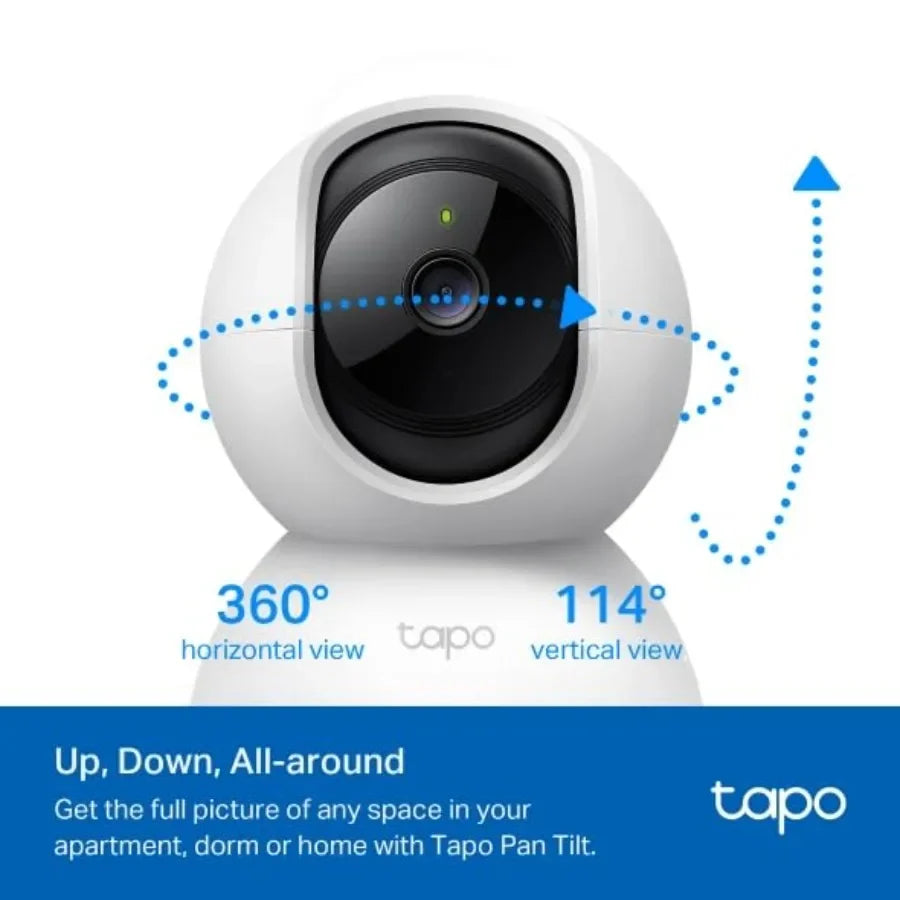 Tapo 2K Pan/Tilt Security Camera for Baby Monitor, Dog Camera w/Motion Detection, 2-Way Audio Siren, Night Vision, CloudandSD C
