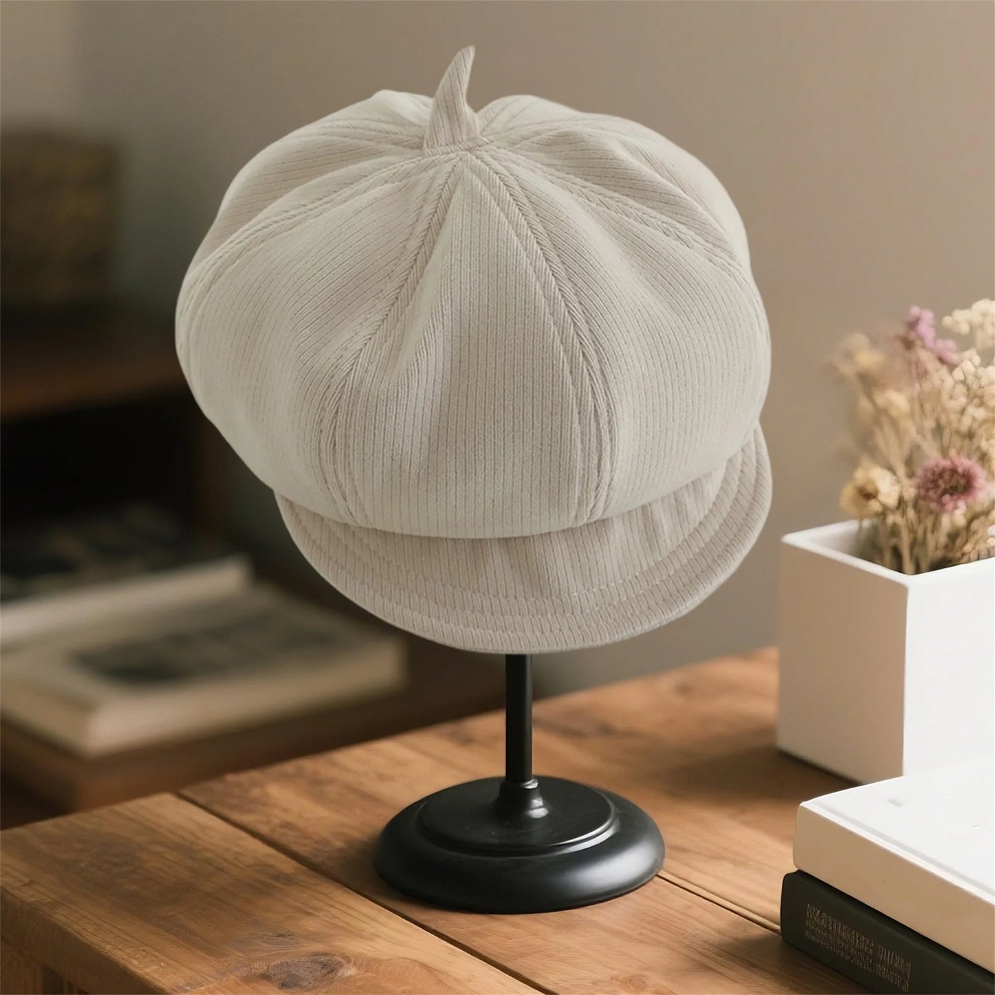 Children s Newsboy Hat Retro Style Solid Color Eight-Sided Painter Cap with Visor Beret for Boys and Girls