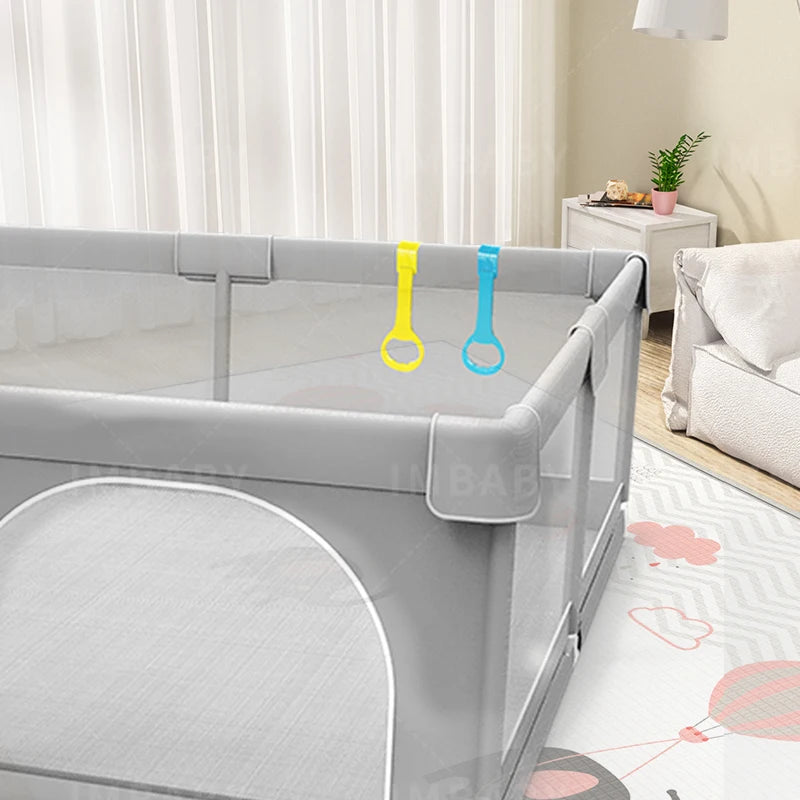 IMBABY Children's Playground Kid Playground Safety Fence Children's Basketball Court Baby Indoor Playground Light Grey Fence