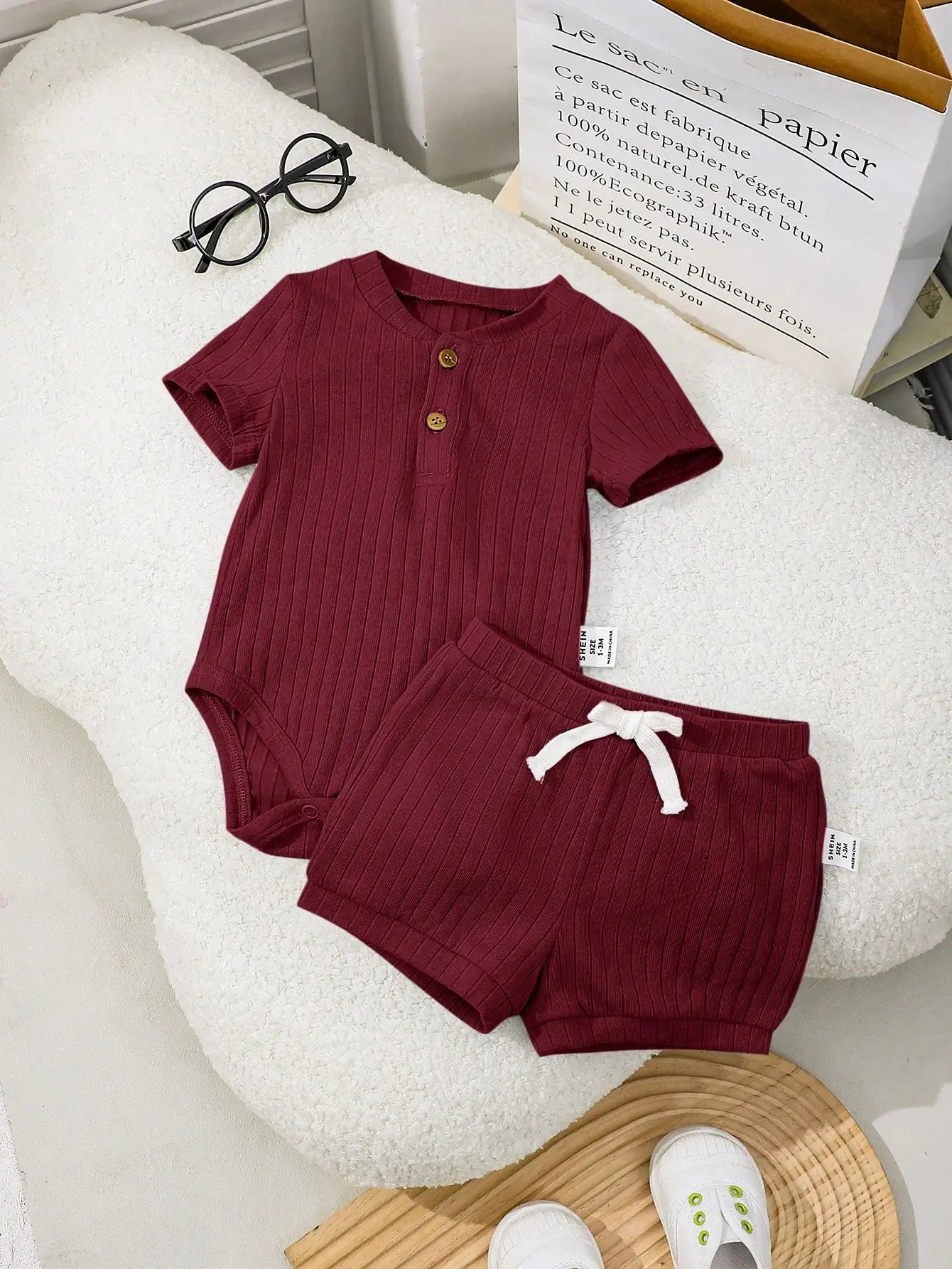 Newborn Baby Boy/Girl Soft & Comfortable Short Sleeve Bodysuit And Shorts Set